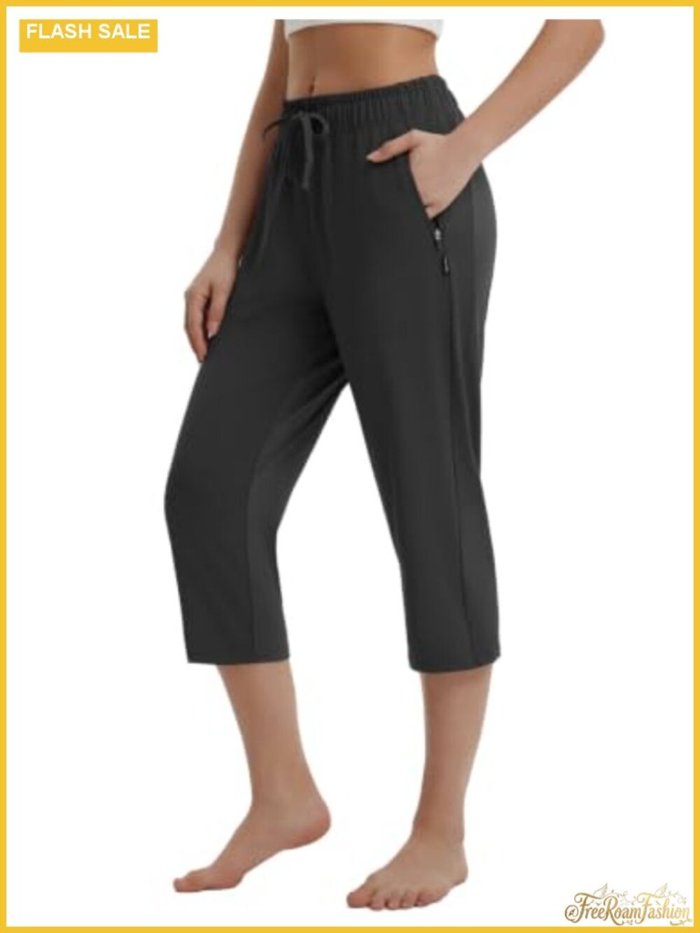 Yoga Capri Pants with Zipper Pockets - 19" Inseam, High Rise